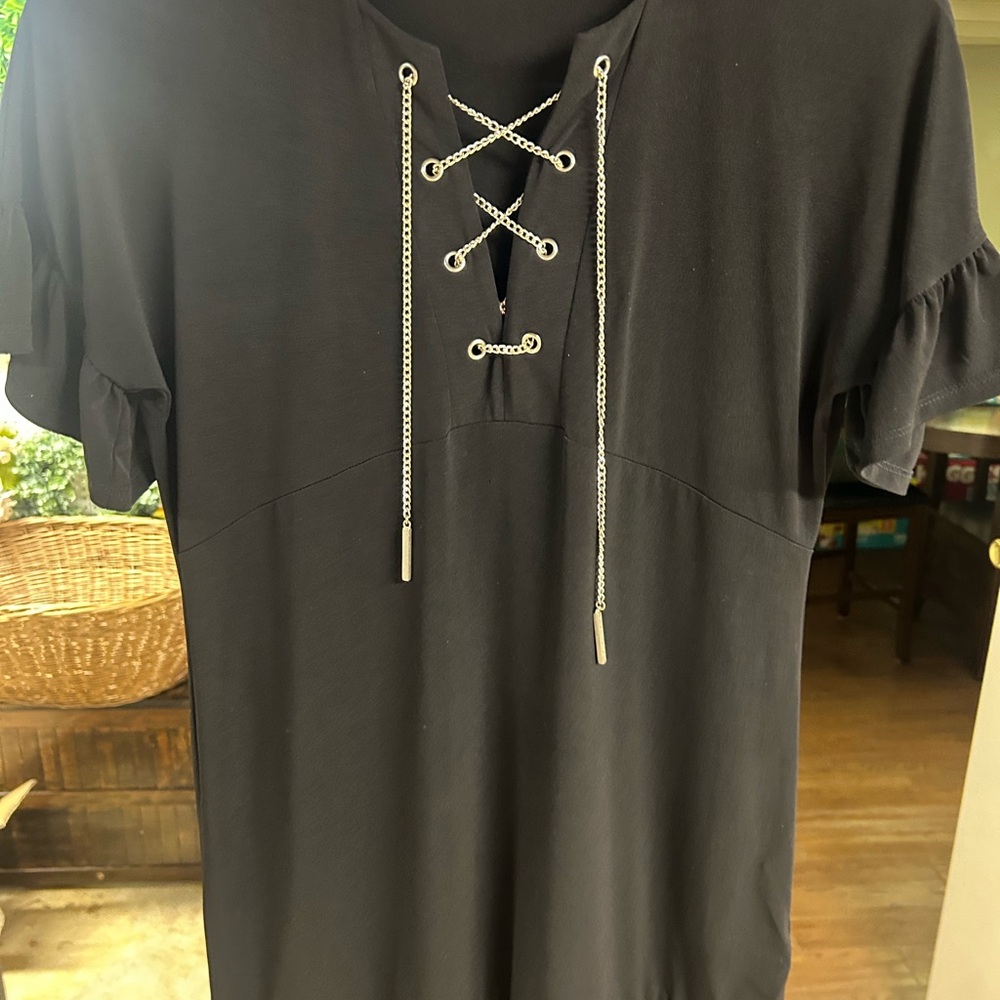 Michael Kors Black Top with Chain Accents